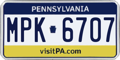 PA license plate MPK6707