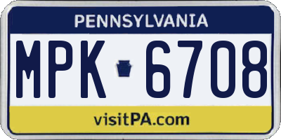 PA license plate MPK6708
