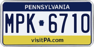 PA license plate MPK6710