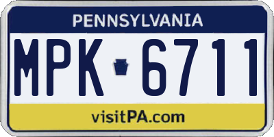 PA license plate MPK6711