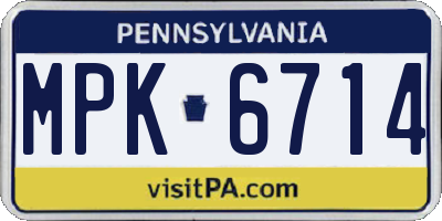 PA license plate MPK6714