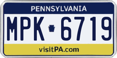 PA license plate MPK6719