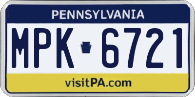 PA license plate MPK6721