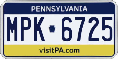 PA license plate MPK6725