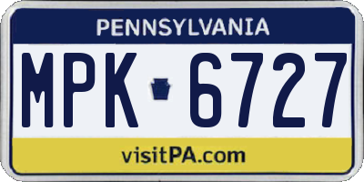 PA license plate MPK6727