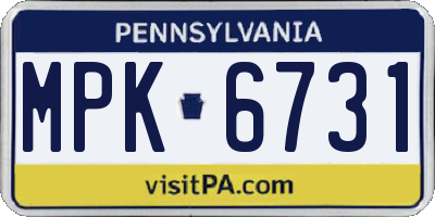 PA license plate MPK6731