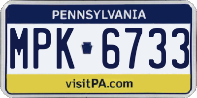 PA license plate MPK6733