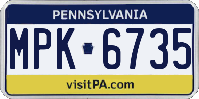 PA license plate MPK6735