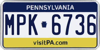 PA license plate MPK6736