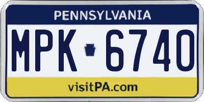 PA license plate MPK6740
