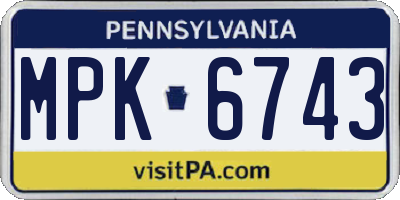 PA license plate MPK6743
