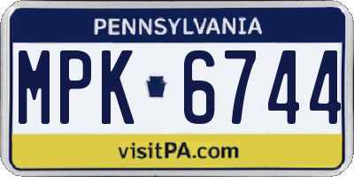PA license plate MPK6744