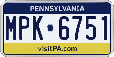 PA license plate MPK6751
