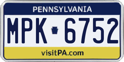 PA license plate MPK6752