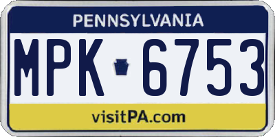 PA license plate MPK6753