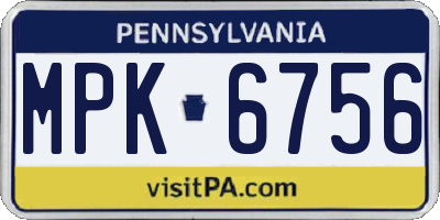 PA license plate MPK6756
