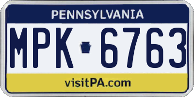 PA license plate MPK6763