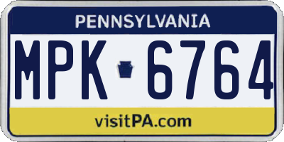 PA license plate MPK6764