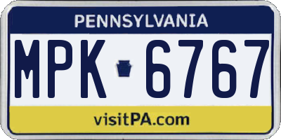 PA license plate MPK6767
