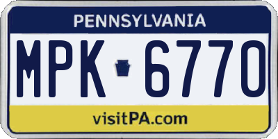 PA license plate MPK6770
