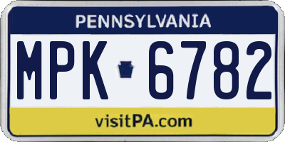 PA license plate MPK6782