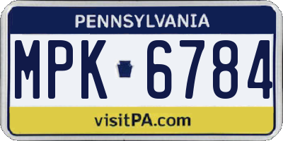 PA license plate MPK6784