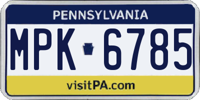 PA license plate MPK6785