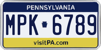 PA license plate MPK6789