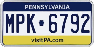 PA license plate MPK6792