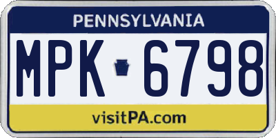 PA license plate MPK6798