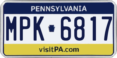 PA license plate MPK6817