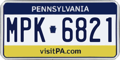 PA license plate MPK6821