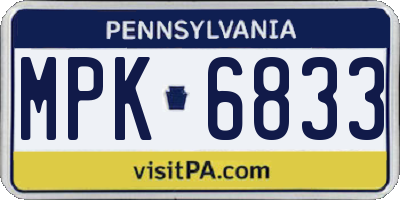PA license plate MPK6833