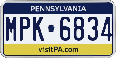 PA license plate MPK6834
