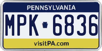 PA license plate MPK6836