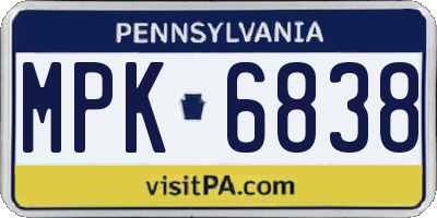 PA license plate MPK6838