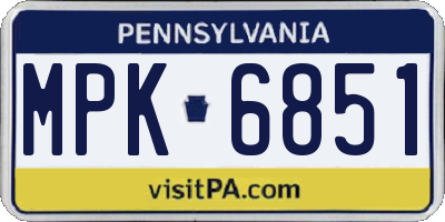 PA license plate MPK6851