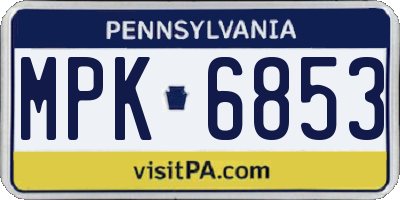 PA license plate MPK6853
