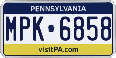 PA license plate MPK6858