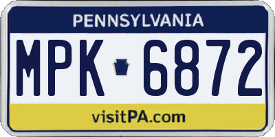PA license plate MPK6872