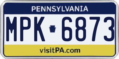 PA license plate MPK6873