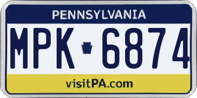 PA license plate MPK6874