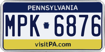 PA license plate MPK6876