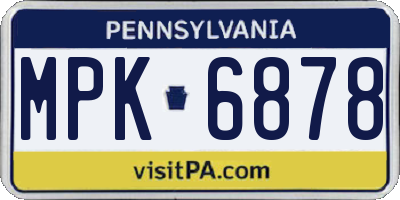 PA license plate MPK6878