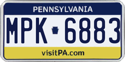 PA license plate MPK6883