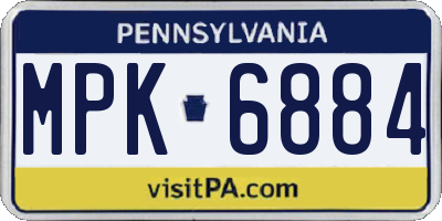 PA license plate MPK6884