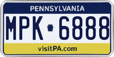 PA license plate MPK6888