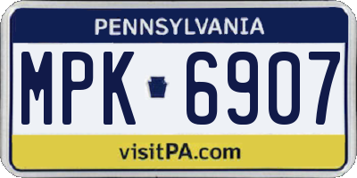 PA license plate MPK6907