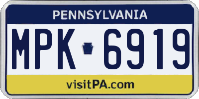 PA license plate MPK6919