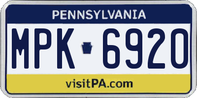PA license plate MPK6920